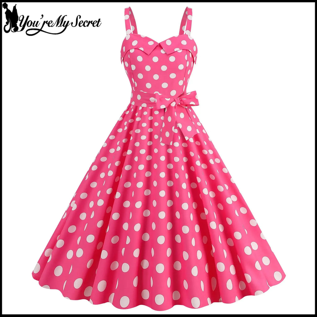 Vintage Classical Polka Dot Printed Dress Women's Sexy Sling Strap Wrap Chest Dress Valentine's Day Streetwear Spring Summer