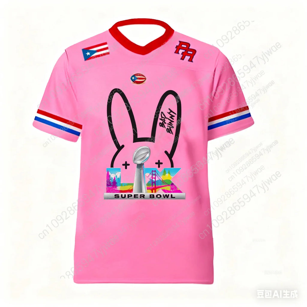 American Rugby Benito 94 V-Neck Jersey Puerto Rico Sport Apparel Bad Bunny Gift For Fans Men's Fashion Street Sportswear T-Shirt