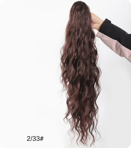 Black White Ombre Claw Clip Ponytail Hair Extensions Wavy Synthetic High Ponytail Hairpiece For Women