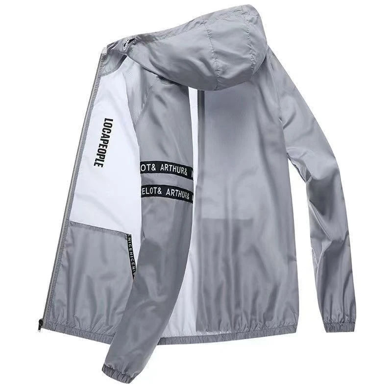 Summer Sun Protection Clothing Men's Casual Waterproof Quick-drying Bicycle Hooded Jacket Plus Size Hiking Thin Skin Windbreaker