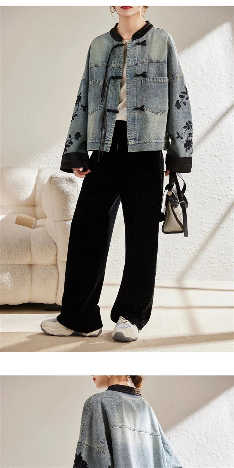 Denim Jacket For Women in Spring and Autumn 2024 New Embroidered Chinese Style Fashion Versatile Denim Clothing High-end women's