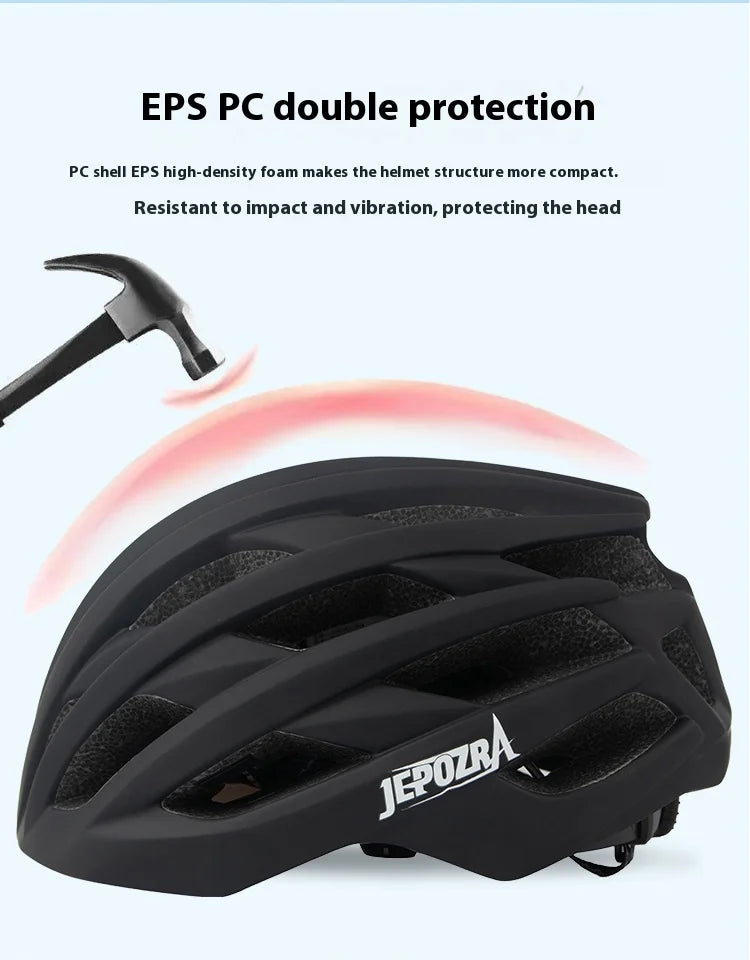 JEPOZRA Cycling Helmet Man Women LED Light Helmet Road Mountain Bike Helmet Bicycle Helmet Rechargeable Brim Design Helmet