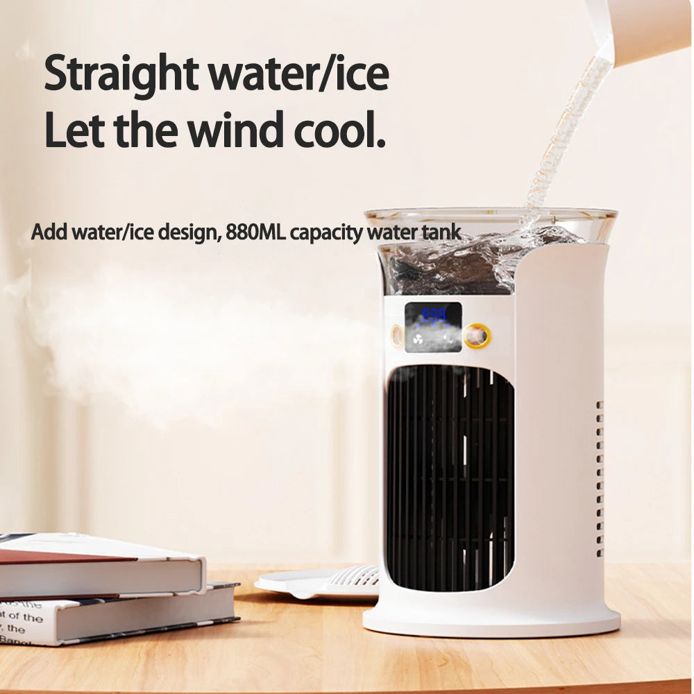 Desktop Mini Air Conditioner Portable USB Air Cooler Fan For Home Room Camping Humidifier Cooling Fans 7 Color Night Lamp 선풍기