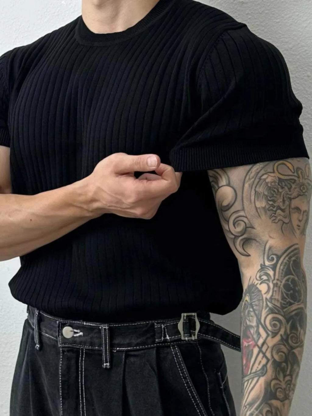 Trendy Polo Shirt for Men Summer Solid Color Top Versatile Knit Style Korean Short Sleeves Casual Fashion T-shirt