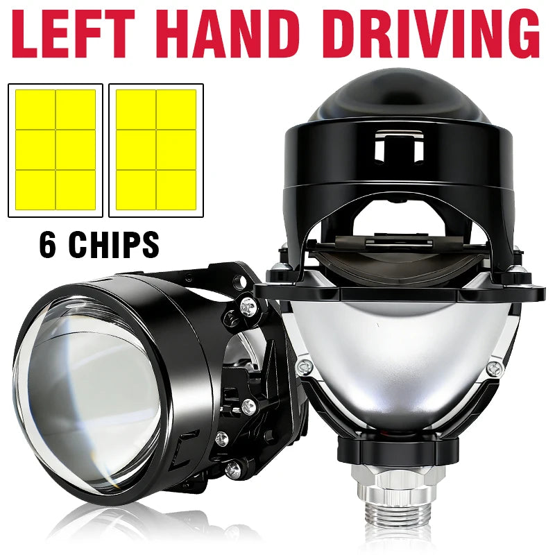 2.5Inch WST Bi-Led Projector Lenses H4 H7 9005/9006 LED Bulbs 120W Car Headlight Retrofit Upgrade Full Kit 6000K White 1/2pcs