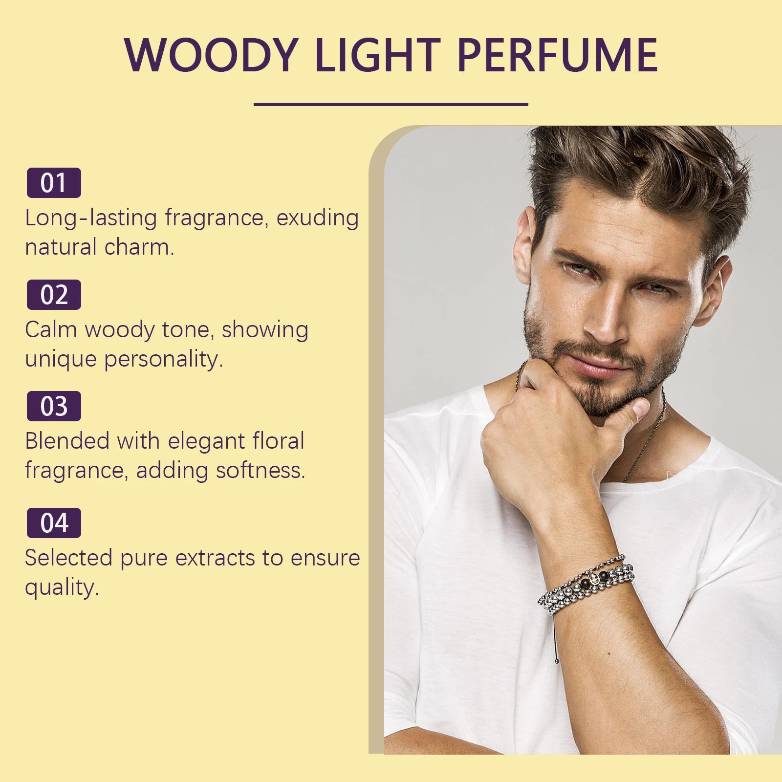 Woody Eau de Cologne: Long-Lasting Fresh Elegant Fragrance, Premium Business Portable Men's Light Perfume