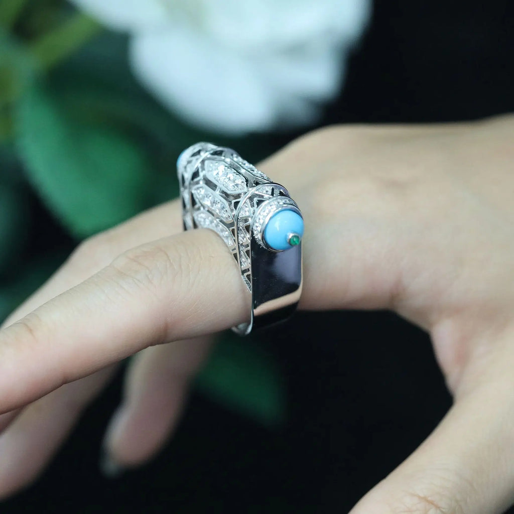 WUIHA 925 Sterling Silver Sapphire Blue Turquoise High Carbon Diamonds Wedding Engagement Cocktail Rings Fine Jewelry Wholesale