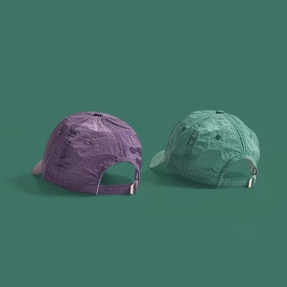 New Plaid Thin Sun Cap Quick-drying Breathable Baseball Cap Adjustable Letter Embroidery Sports Running Cap Men Women