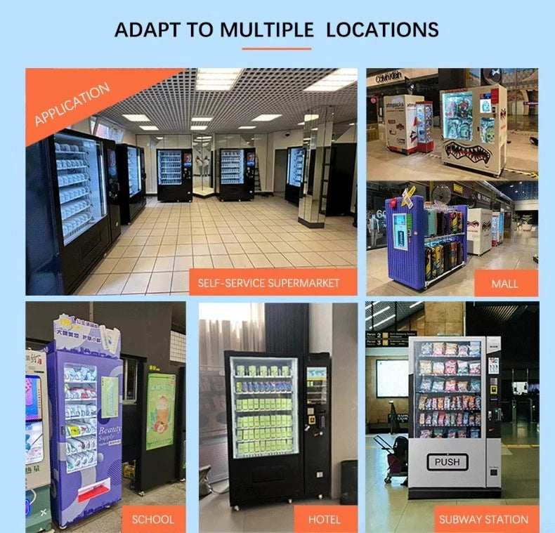 Vending Machine for Foods and Drinks 10 Inch Touch Screen Supports Card Cash and Coin Payment Popular in Europe and America