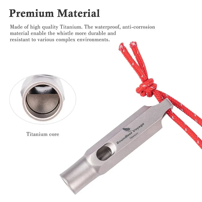 Boundless Voyage Titanium Whistle Emergency Survival Whistles with Lanyard Loud Coaches Training Sports Keychain Whistle