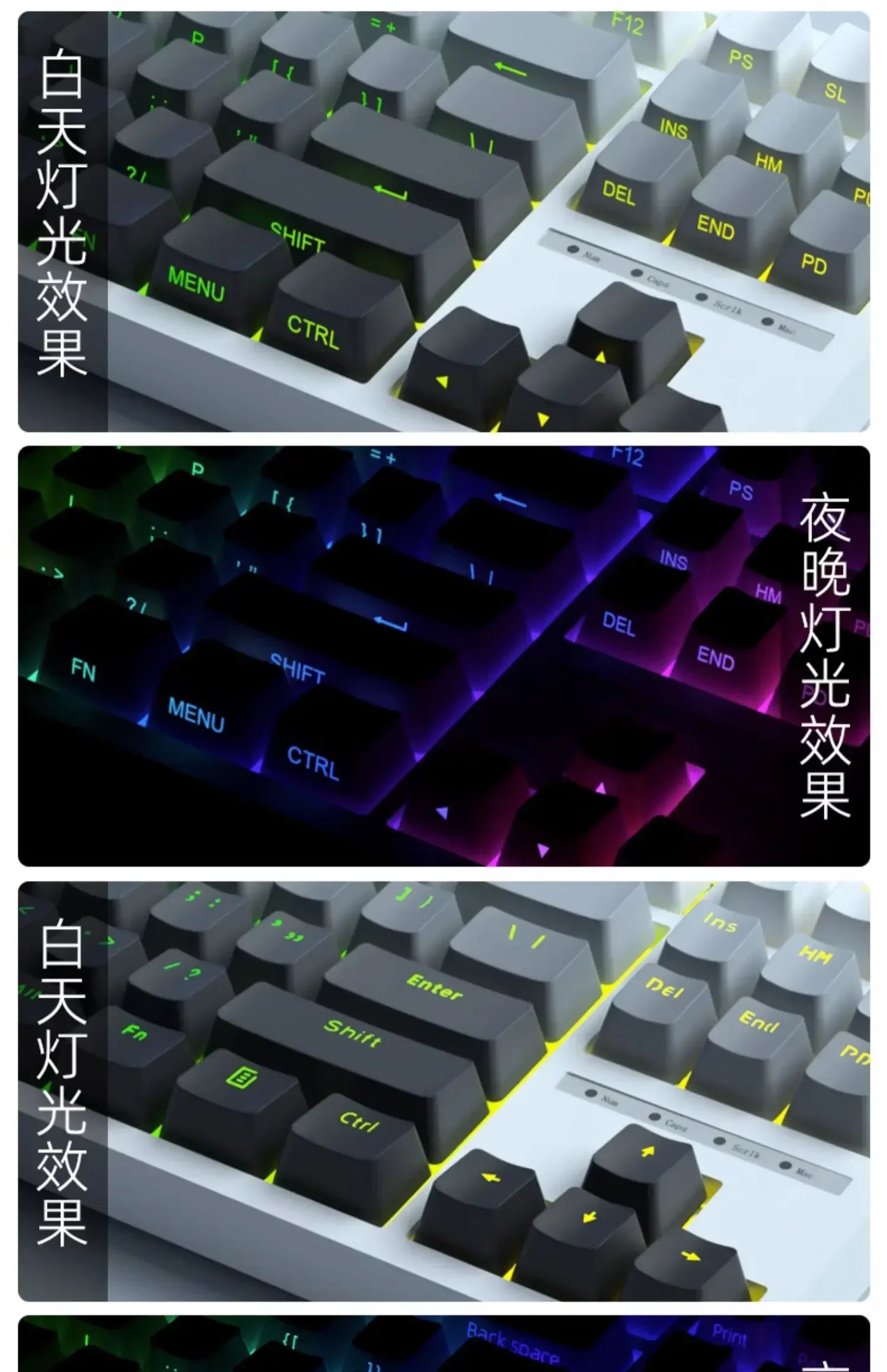 2025 New Original Daylight Cherry Keycaps PBT Translucent Gradient Color Side Engraving Personalized for MX Mechanical Keyboards