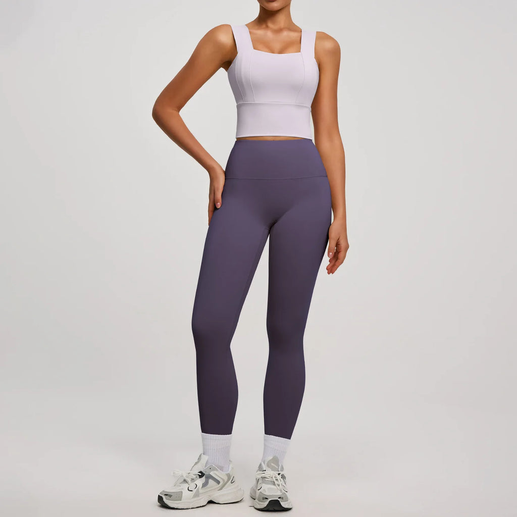 Solid Color Bra, Trousers, Yoga Suit, Tight and Thin, Nude Running Sports and Fitness Clothes