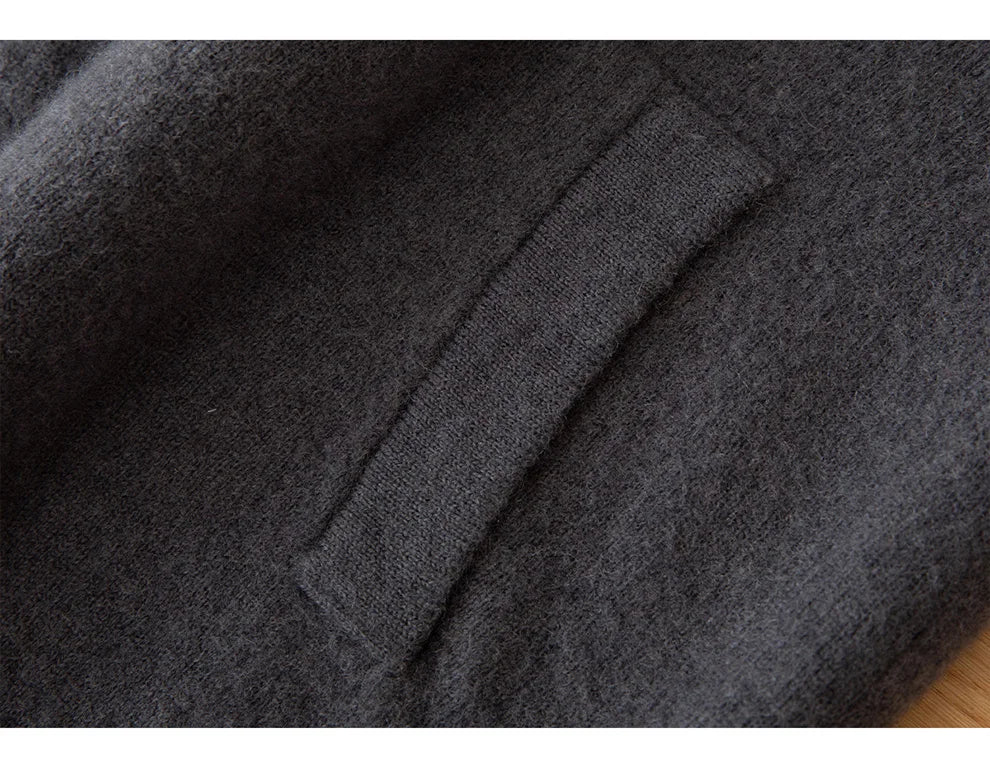 Double-Sided Cashmere Hooded Cardigan For Men Autumn And Winter Wearing Sweater Thickened Pure Wool Knitted Loose Zipper Coat