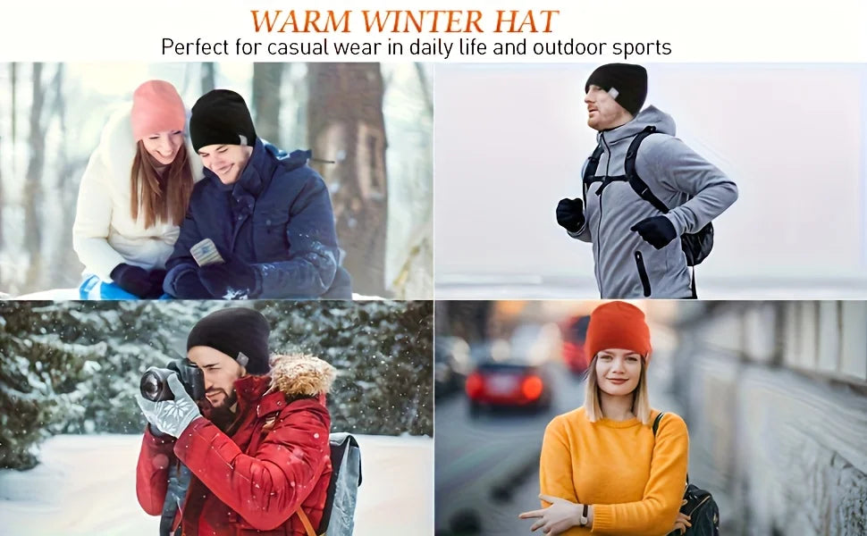 Winter Knitted Beanie Hat Unisex Soft Warm Windproof Running Cap Breathable Hiking Cycling Outdoor Sports Pullover Earmuffs Hat