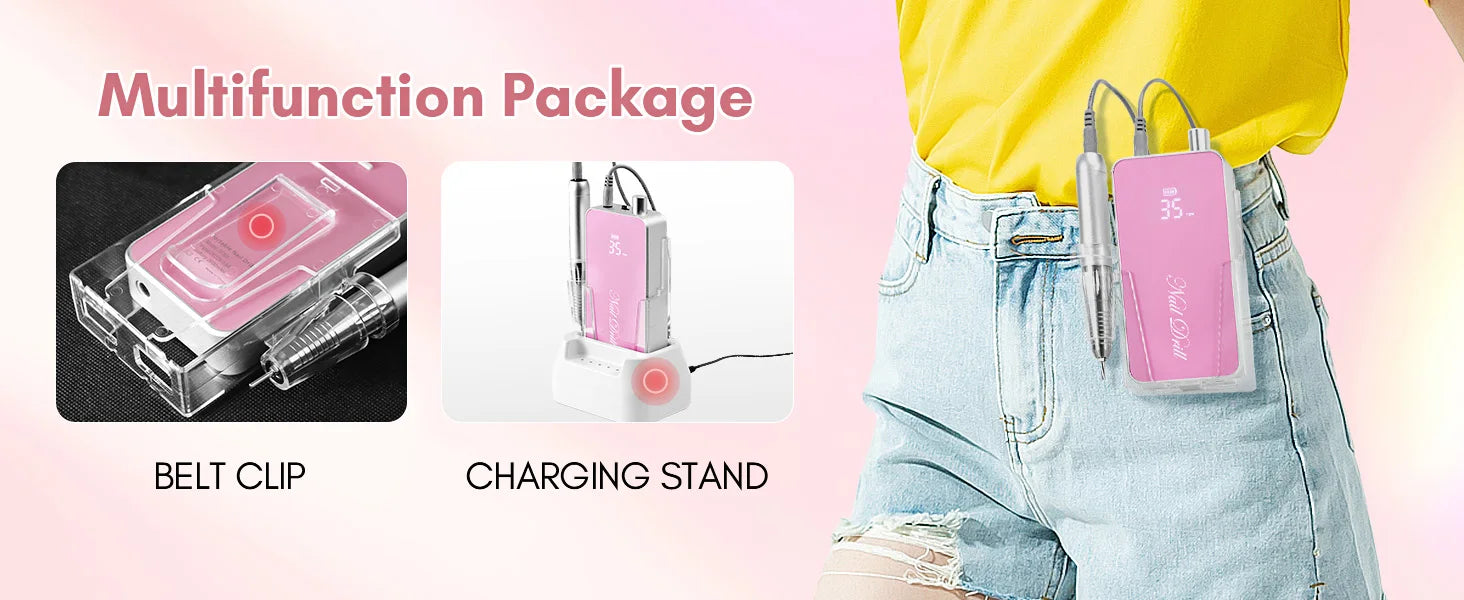 Professional Nail Drill, Nouvella 35000RPM Electric Nail Filer Machine with Coreless Motor Rechargeable Efile for Nails Gel