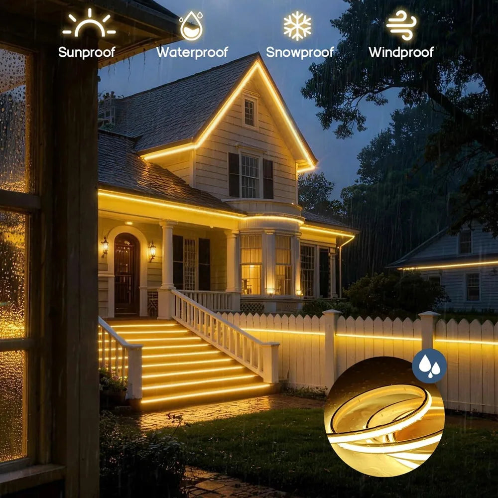 10m 20m Waterproof IP67 Tuya WiFi COB LED Strip 24V Dimmable Room Outdoor Light Warm White Touch Remote for Alexa Home Assistant