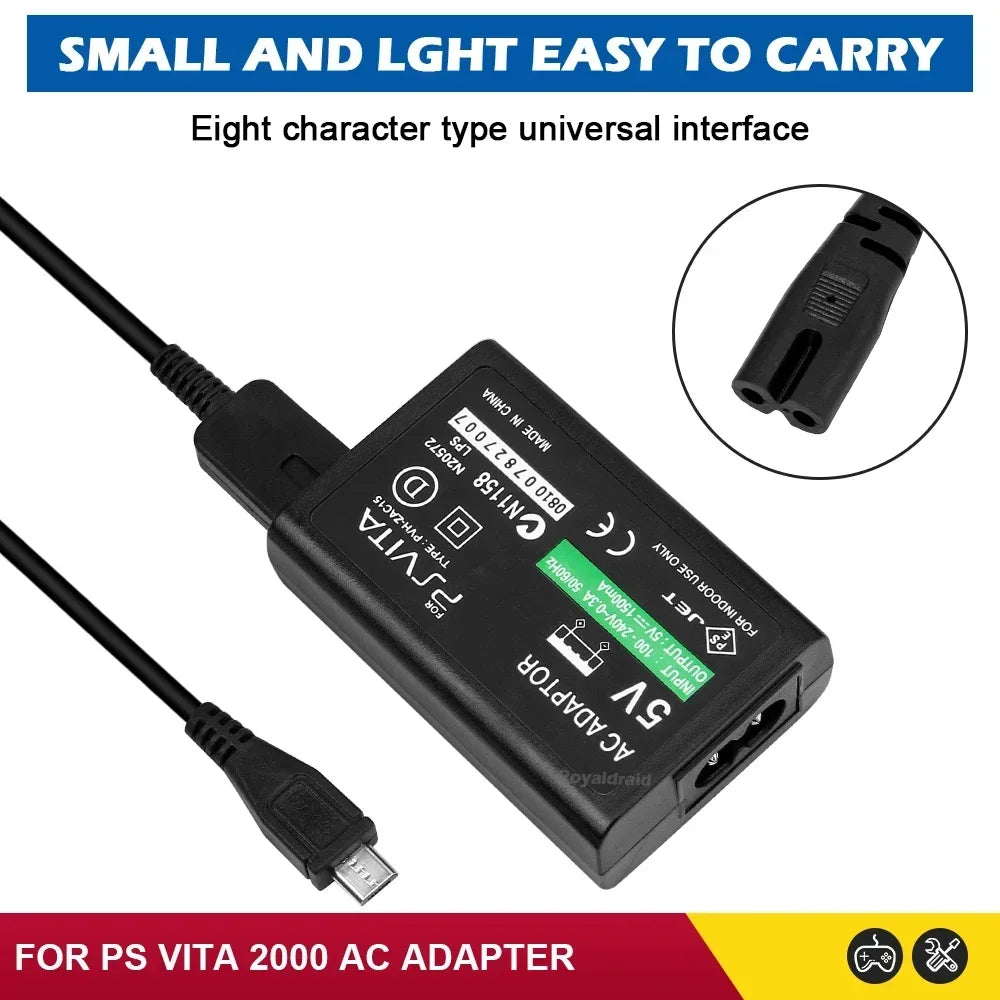 EU US Plug Home Charger Power Supply 5V AC Adapter USB Charging Cable Cord For Psvita Slim PS Vita 2000 PSV 2000