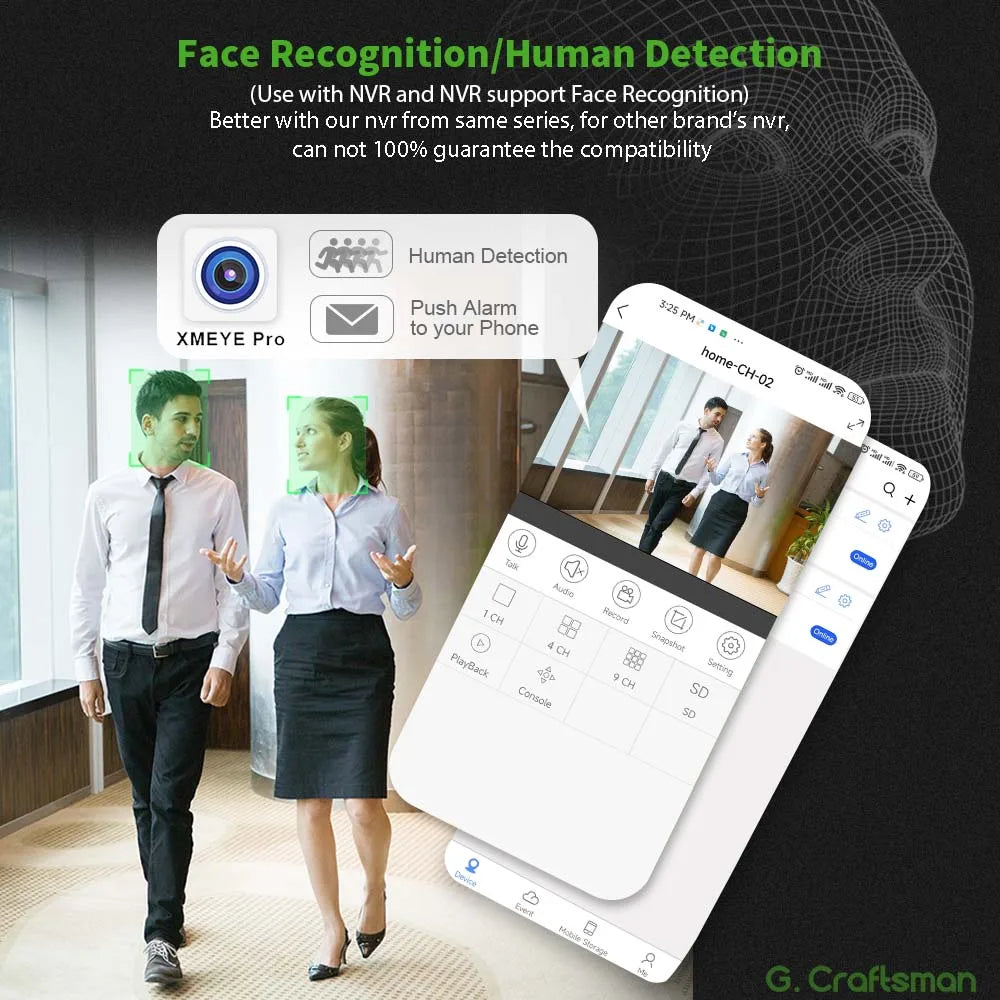 C,GC XMeye IP Camera,Z ,6MP,POE, 20fps,2.8mm/3.6mm/6mm,Face Human,Audio, IR Night, Onvif Video CCTV Surveillance Security,Home