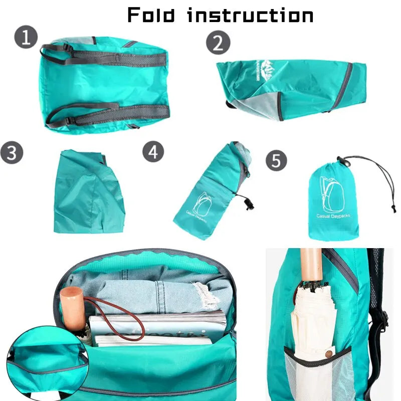 Outdoor Ultralight Folding Bag Waterproof High-volume Travel Bags Climbing Trekking Daypack for Men Women Nylon Pocket Rucksack
