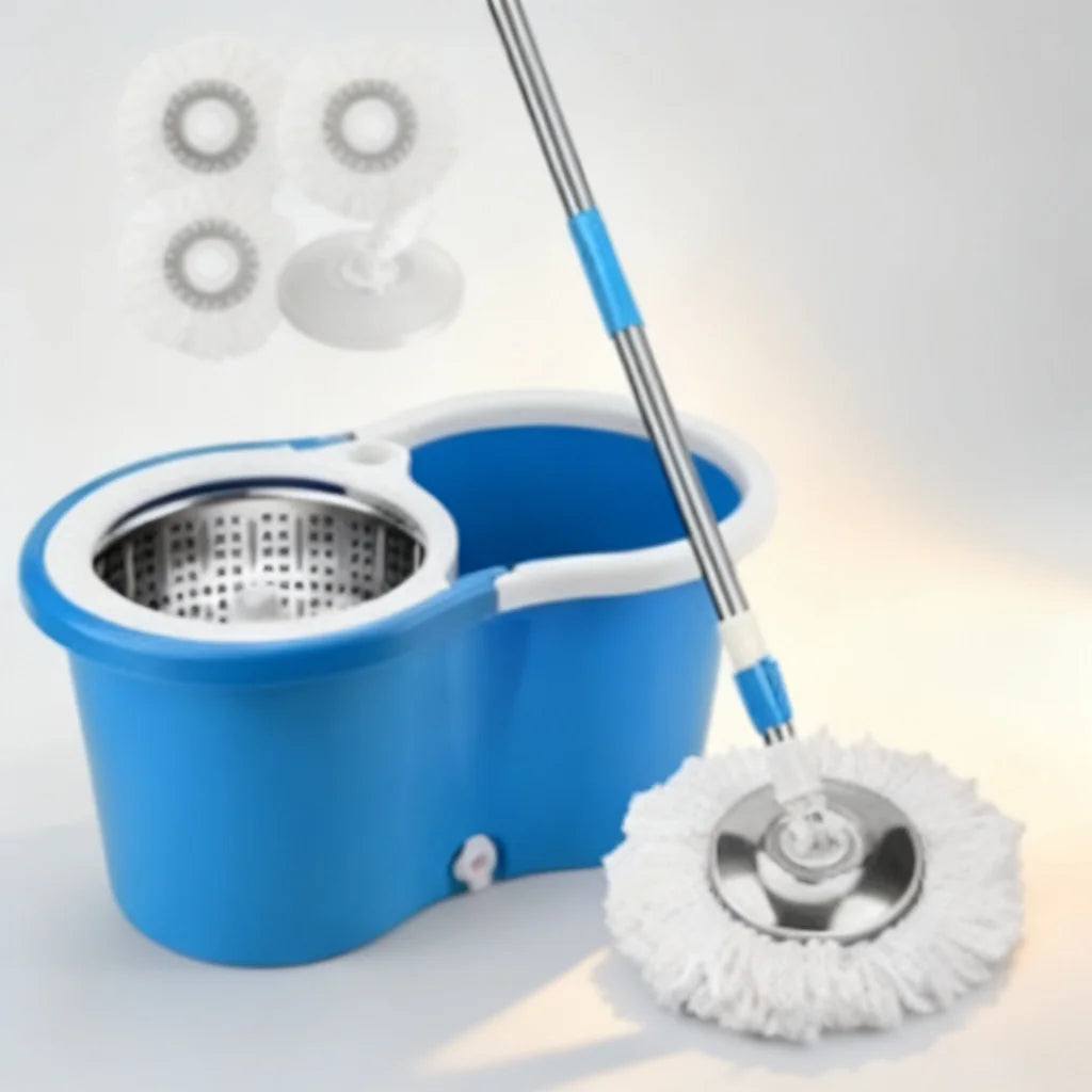 Rotating Spin Mop Bucket Set Blue Plastic Self-Wringing Rotating Spin Mop Bucket Set for Home Floor Cleaning Must Have 2026