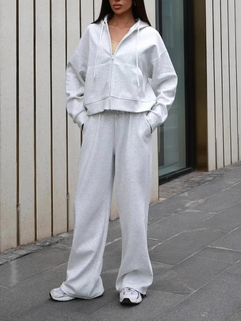 Fashion 2 Piece Sets Women Outfit Autumn Clothing Women 2026 Zip Hooded Sweatshirt Top and Pants Suit Casual Tracksuit Woman Set