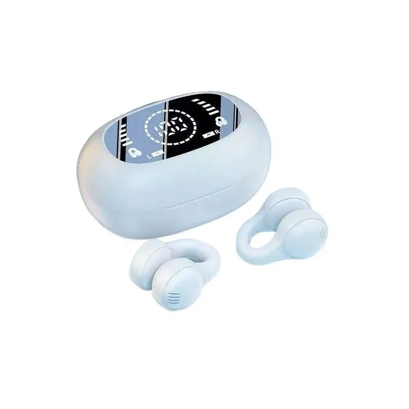 Digital Display Ows Ear Clip Wireless Bluetooth 5.4 Headphones with Noise Reduction for Sports Music New Mirror-Style Headphones