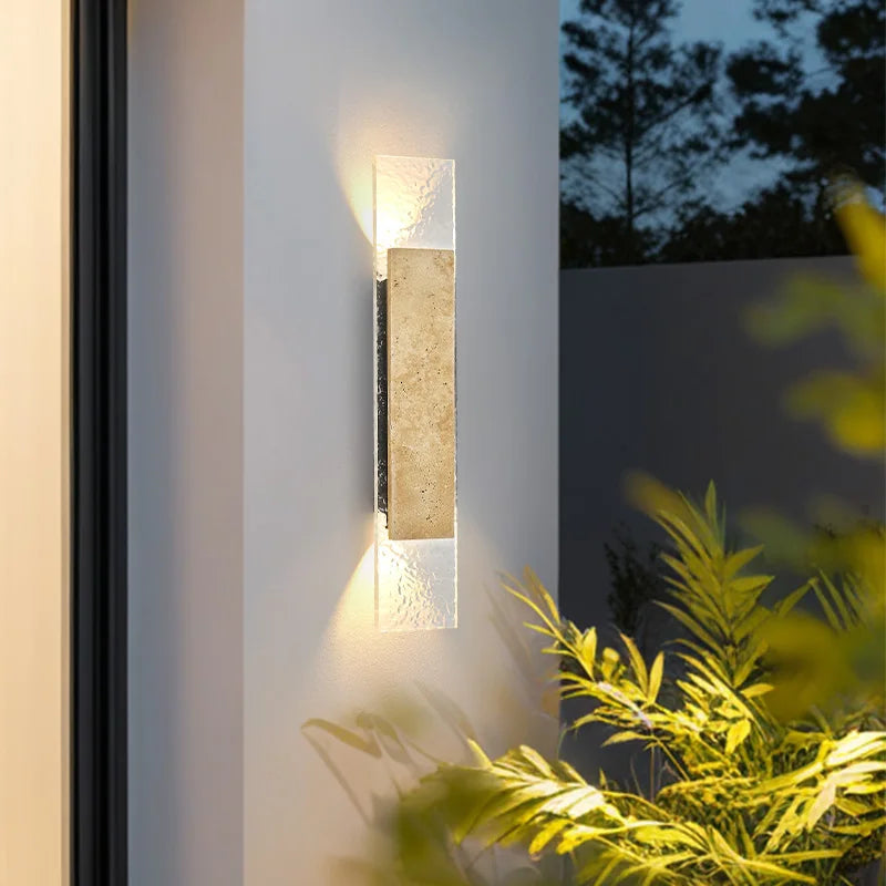 Outdoor Waterproof Wall Lamps Strip Natural Stone Wall Lights 18W LED Porch Wall Sconces Bedroom Exterior Lighting Fixtures