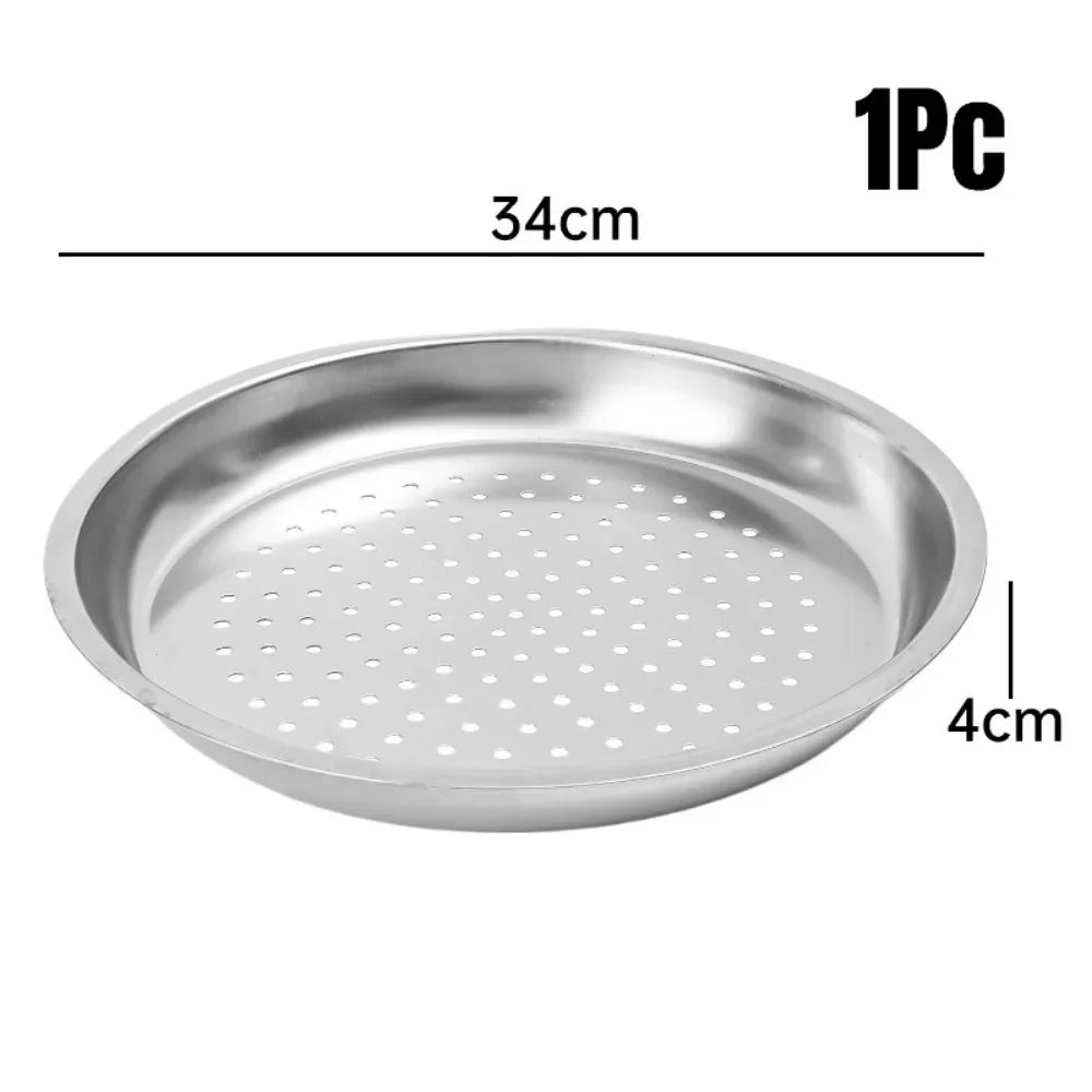 New 28/30/32/34cm Durable Dumplings Fish Steaming Tray Cooking Gadgets Thickened Steamer Stainless Steel Kitchen Wok