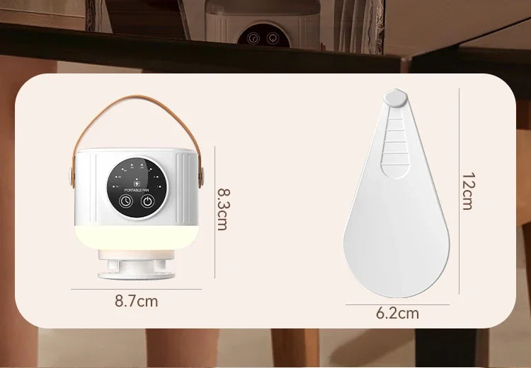 LED Light With Fan Portable Silent Ceiling Fans Light Rechargeable/Plug-in LED Lamp Remote Control 7200mAh for Bedroom Camping