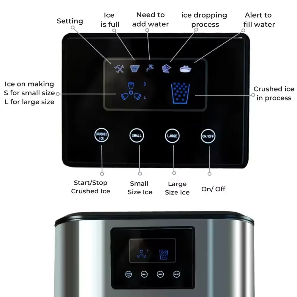 Commercial Home Electric Ice Cube Maker Machine Counter Top 3-in-1 Crushed Ice Buy for Household & Hotel Use