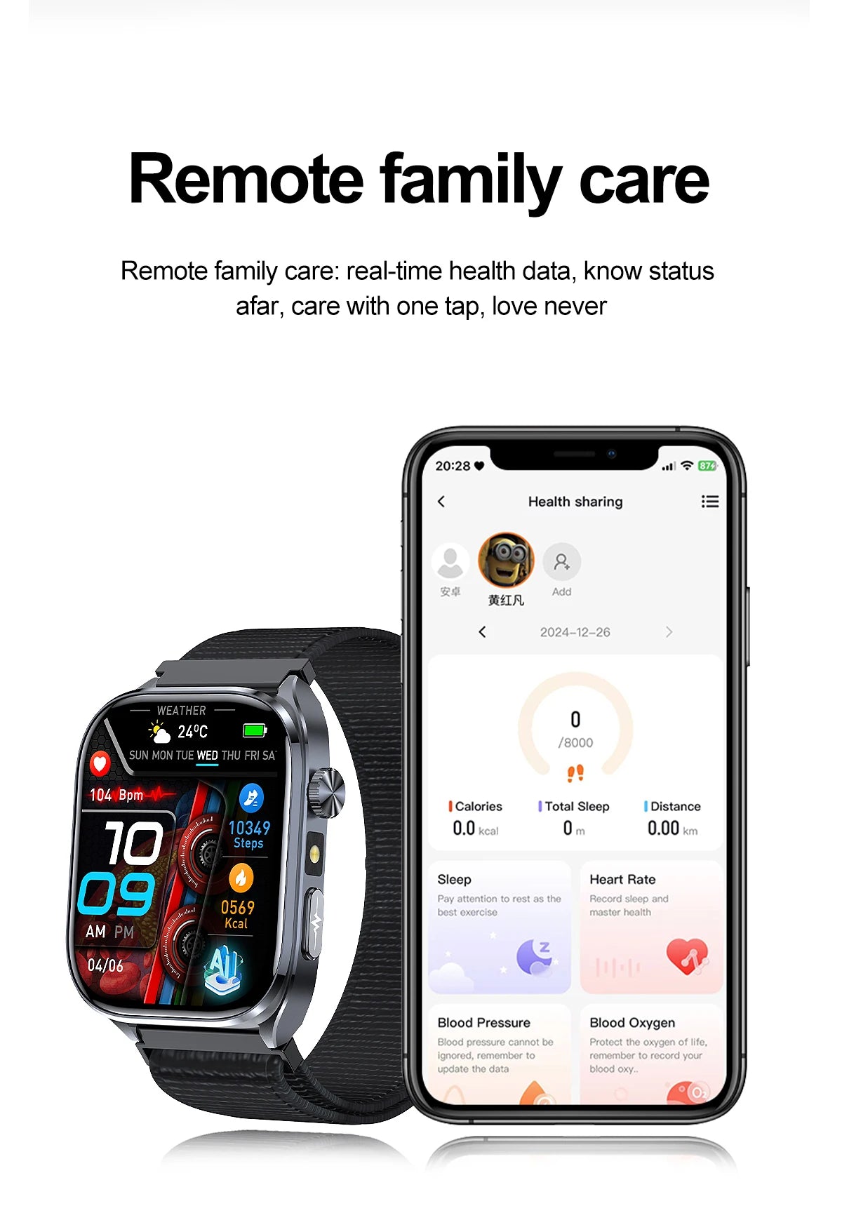 2026 New AI-Diagnosis Care Smartwatch Accurate ECG Uric Acid Lipids Blood Pressure Body Fat IP68 Waterproof Fitness Smartwatch
