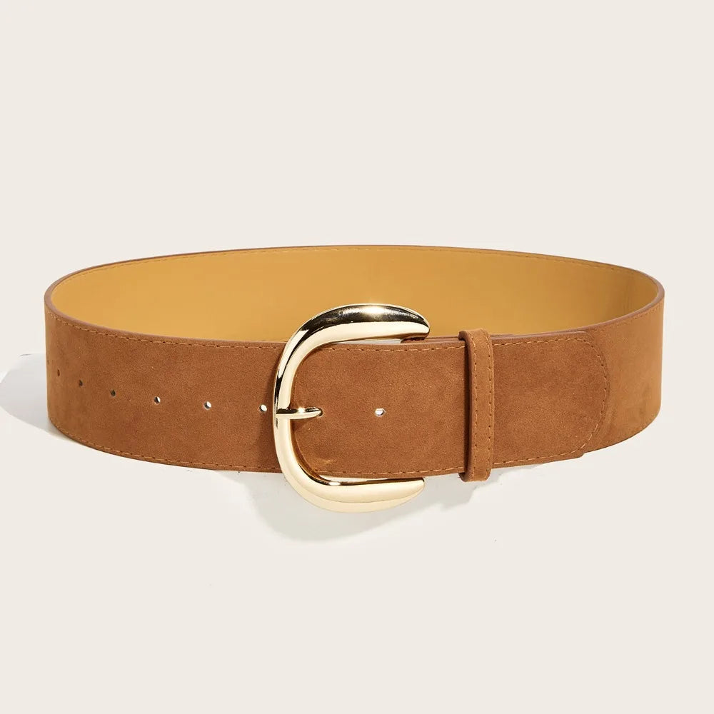 Maillard Styles Suede Leather Wide Belt Luxury Design Trendy Pin Buckle Waistband Casual Versatile Business Waist Strap Gifts