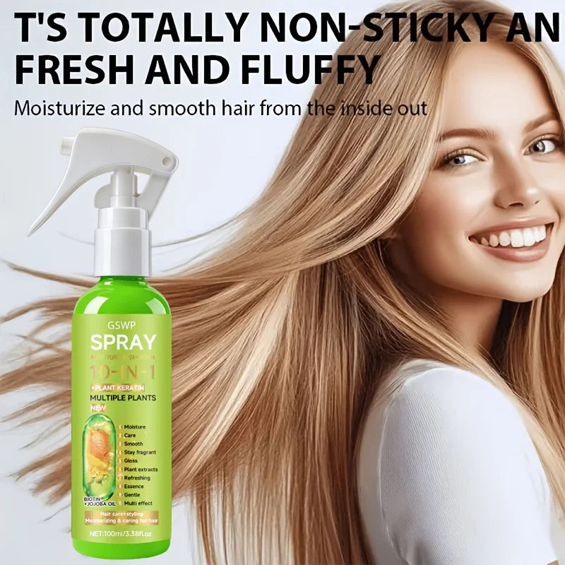 GSWP 10-In-1 Leave-In Hair Spray, Moisturizes and Smooths, While Providing Styling Moisture and Heat Protection. 100ml/200ml