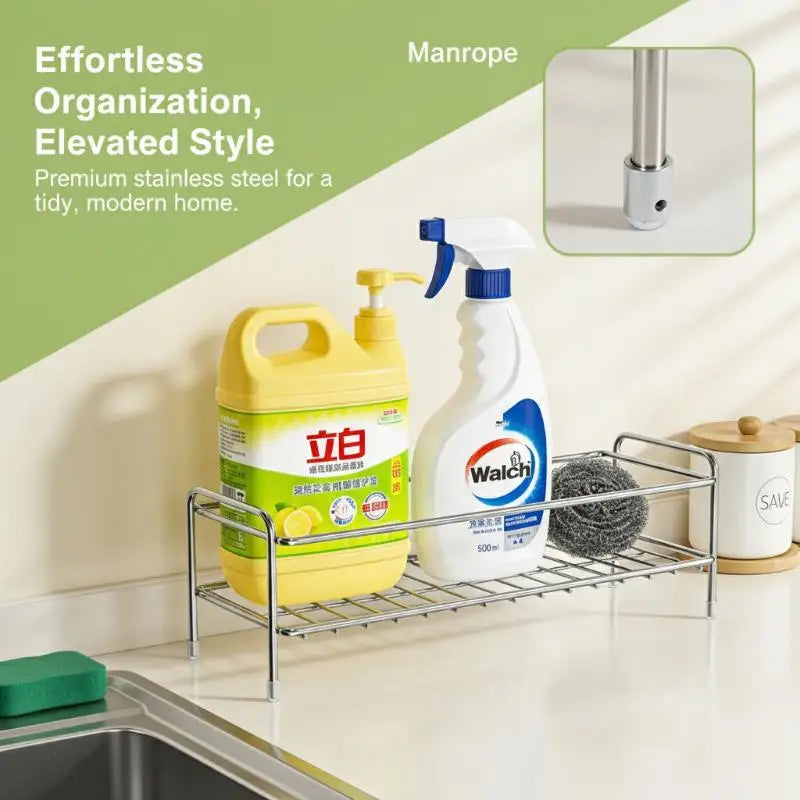 Kitchen Countertop Organizer in Stainless Steel with Dedicated Sponge Holder