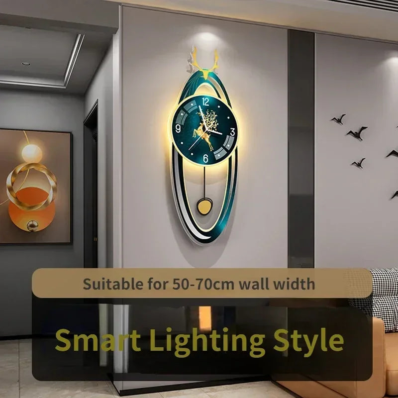 Modern Light Luxury Clock Wall Clock Living Room Creative Simple Home Fashion Atmosphere Wall Wall Clock Lamp Home Decor R8O8C2