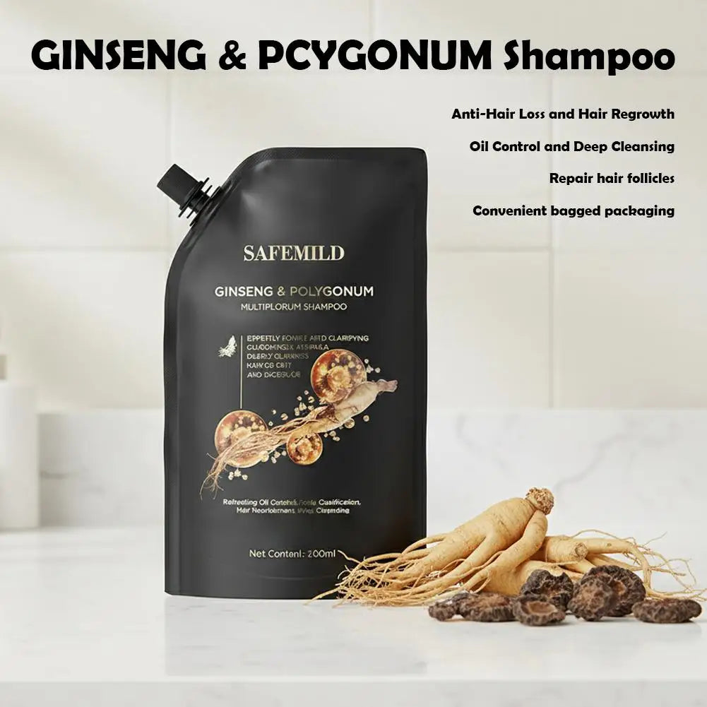 Hair Growth Shampoo Ginseng & Polygonum Multiflorum Shampoo Deep Cleaning Nourishing Smoothing Repairing Dry Damaged Hair Care