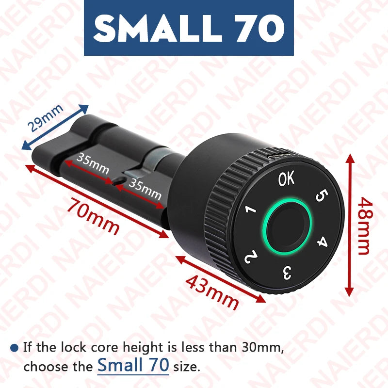 NAIERDI Smart Lock Cylinder Tuya App Fingerprint Password Unlock Electronic Door Lock Core Upgrade for Mechanical Home Lock