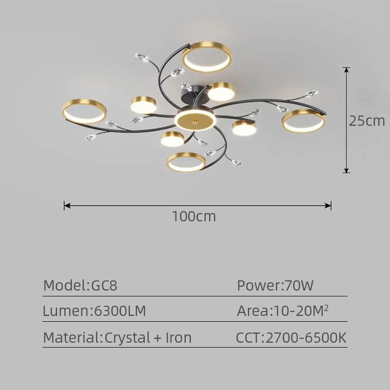 Modern Ceiling Chandelier Room Decoration Led Ceiling Lamp Crystal Chandelier Nordic Modern Bedroom Ceiling Decorative Light