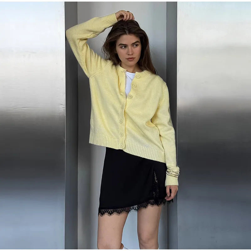 URBANCREW Marled Knit Cardigan — Cropped Casual Layer