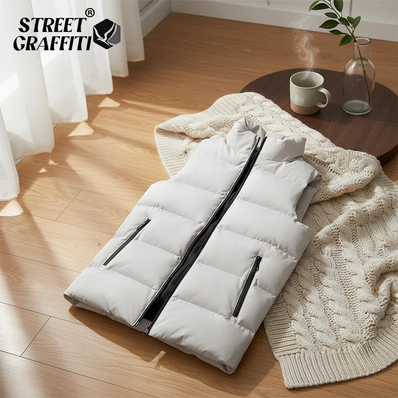 Men's Vest Autumn and Winter New Warm Cotton Waistcoat Vest Korean Style Fashion Joker Fashionable Sleeveless Jacket Top