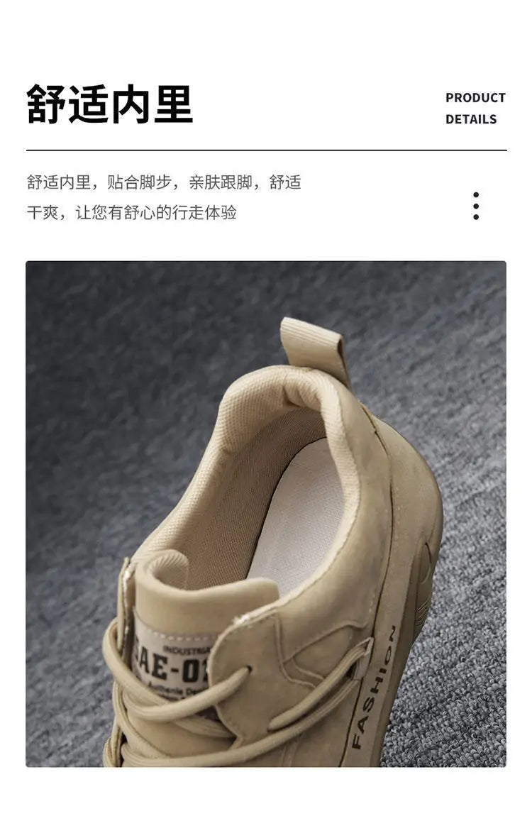 Ankle Boots for Men 2025 Spring Man Casual Sneakers Non Slip Khaki Work Mens Shoe Short Boots Loafers Lace Up Zapatillas Hombre