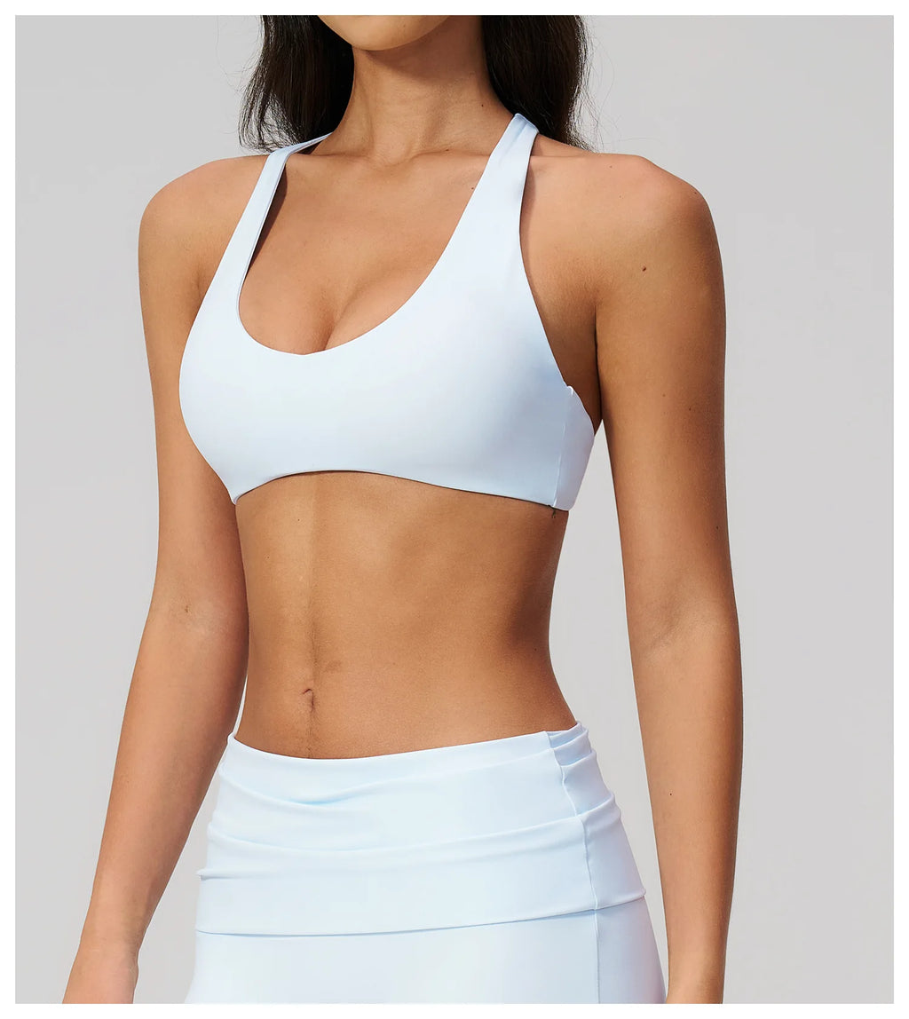 NCLAGEN Sport Bras Women High Support Fitness Underwear Back Cross Gym Clothes Training Solid Yoga Top Pilates Workout Tank