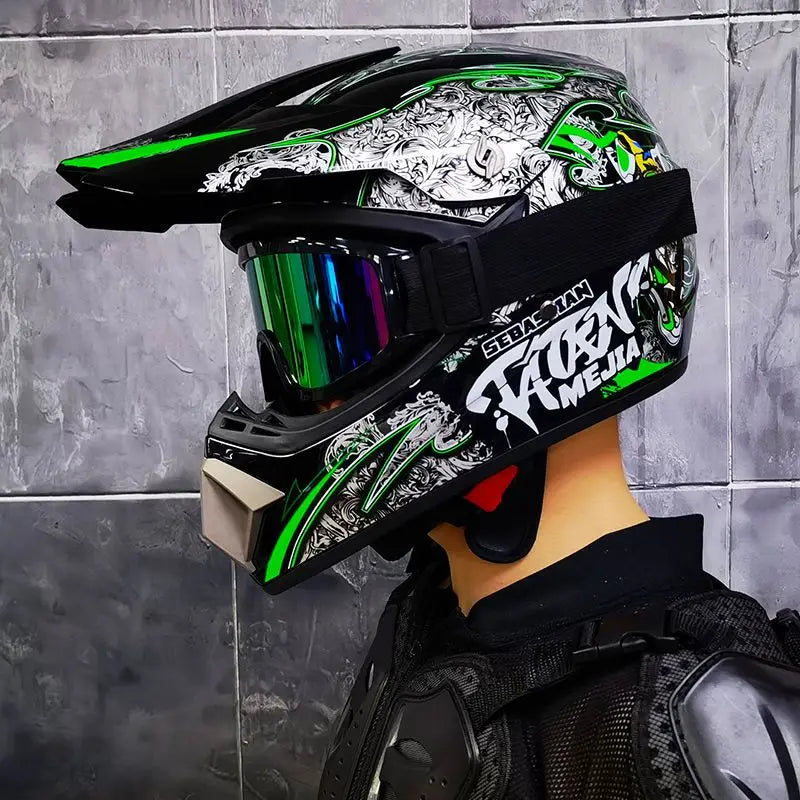 ORZ-Motocross Helmet Off Road Dirt Bike ATV MX Racing Helmet DOT Approved for Adults