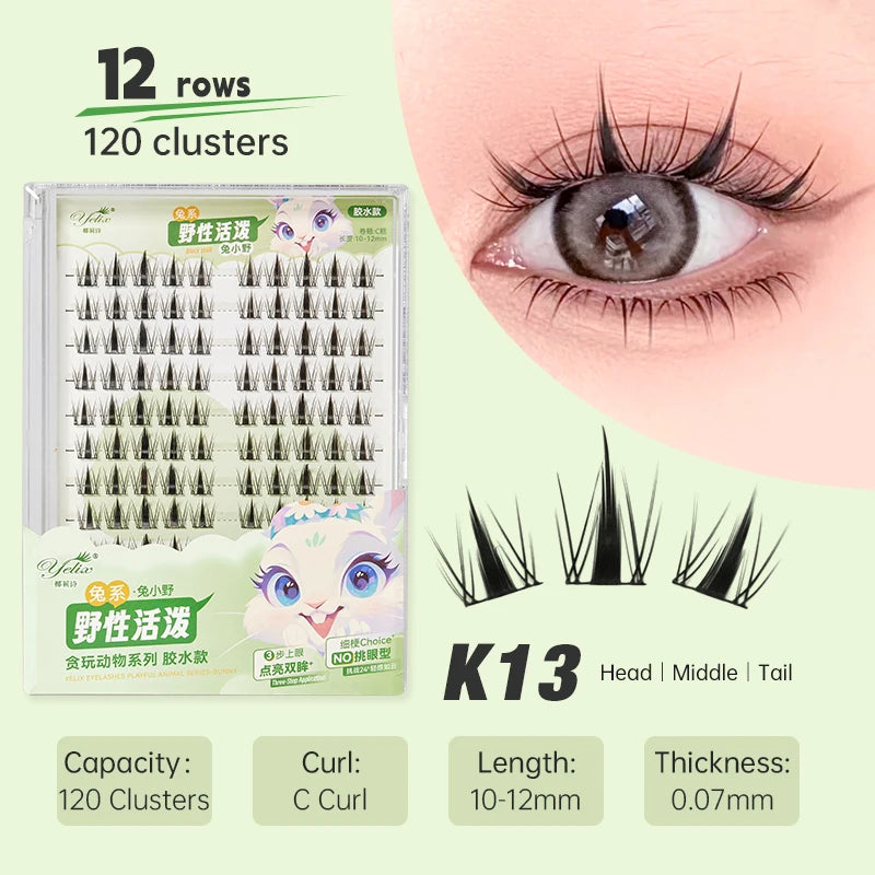 Yelix DIY Cluster Lashes Natural Eyelash Extension Volume Individual Lashes Mixed Tray Lashes Cluster Natural Eyelashes Makeup