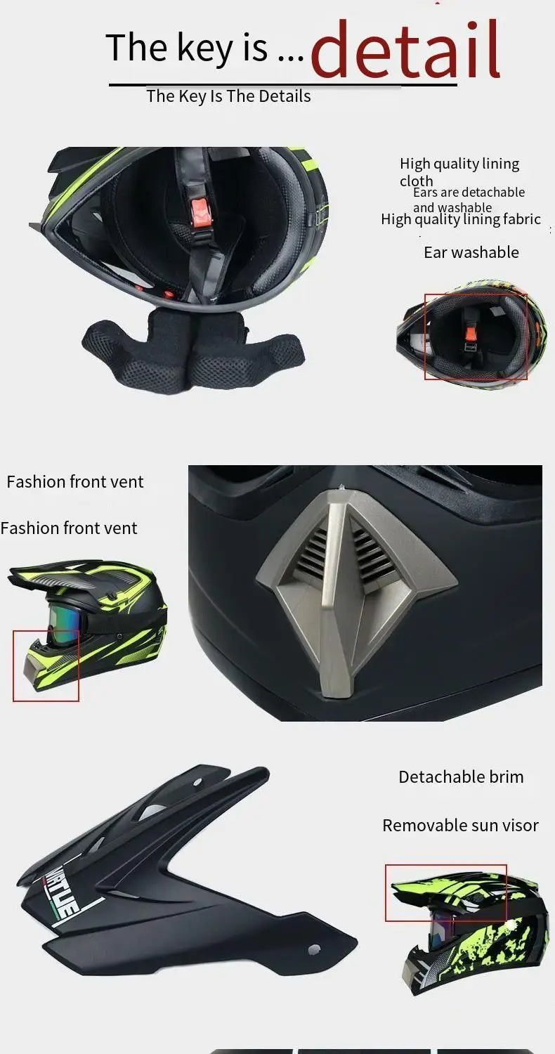 Off-road electric vehicle helmet, rally helmet, go-kart riding helmet, downhill full helmet, suitable for both men and women