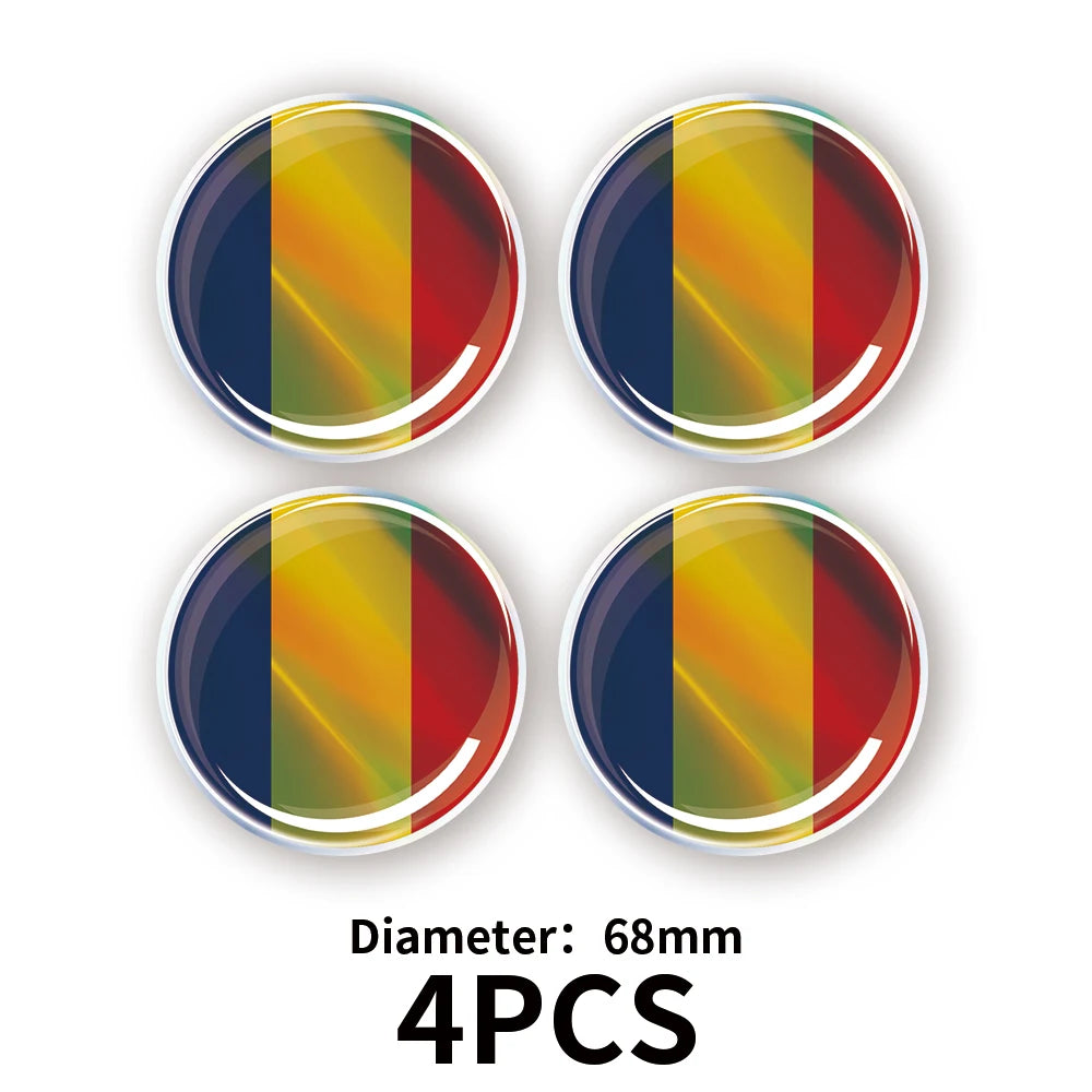 Kenya Latvia Romania Flag Laser 3D Epoxy Resin Car Stickers Car Window Steering Wheel Center Console Panel Motorcycle Fuel Tank
