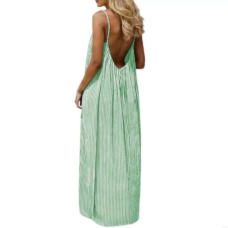 77HE Dresses for Women Backless Cami Dress Casual Vacation House Beach Sleeveless with Back Tie