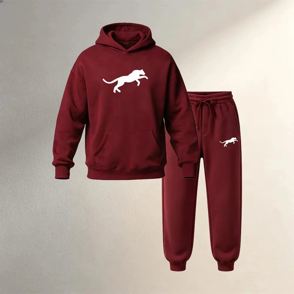 Men's Clothing Pullover Hoodies Sets 2Pcs Autumn Winter Sport Casual Fashion Men's Warm Sweatpants Suit Loose Street Male Outfit