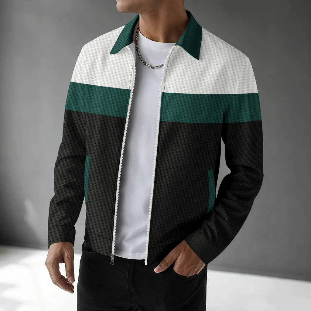 Spring and autumn new trend casual men's jacket with waffle pattern, multi-color zipper long-sleeved coat