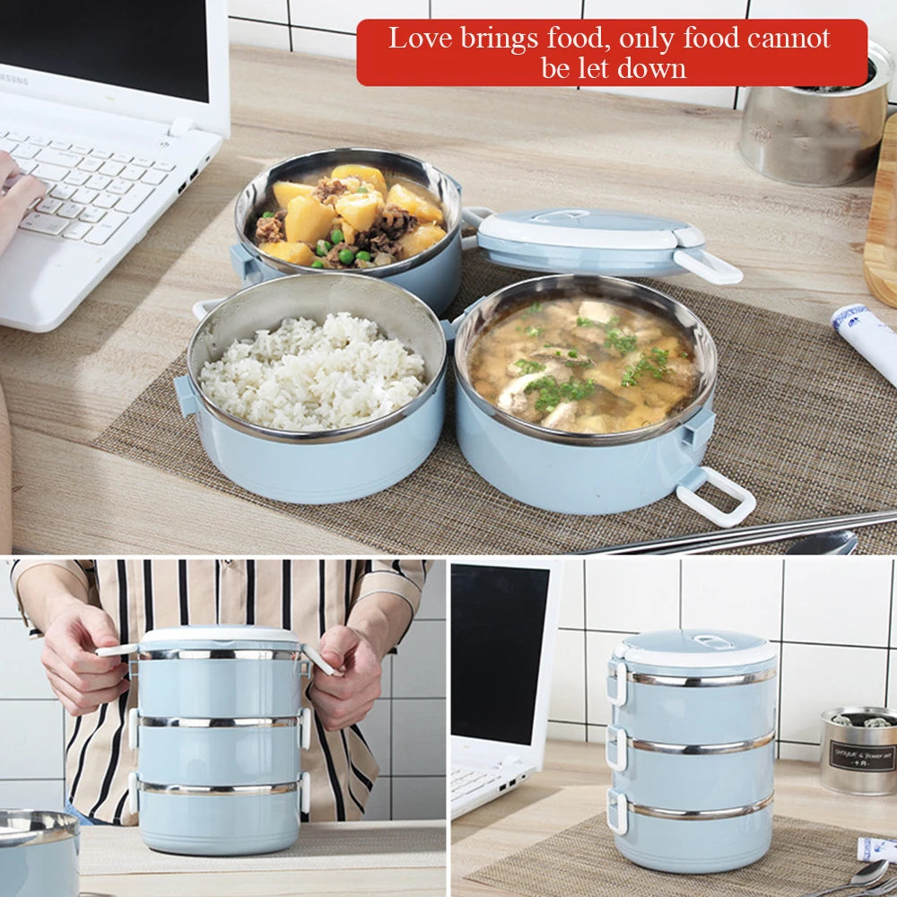 Portable Lunch Box Set Storage Warmer Lunch Container With Handle Stainless Steel Thermal Microwave Safe Salad Food Container